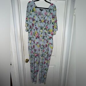 Lane Bryant Light Blue Floral Jumpsuit